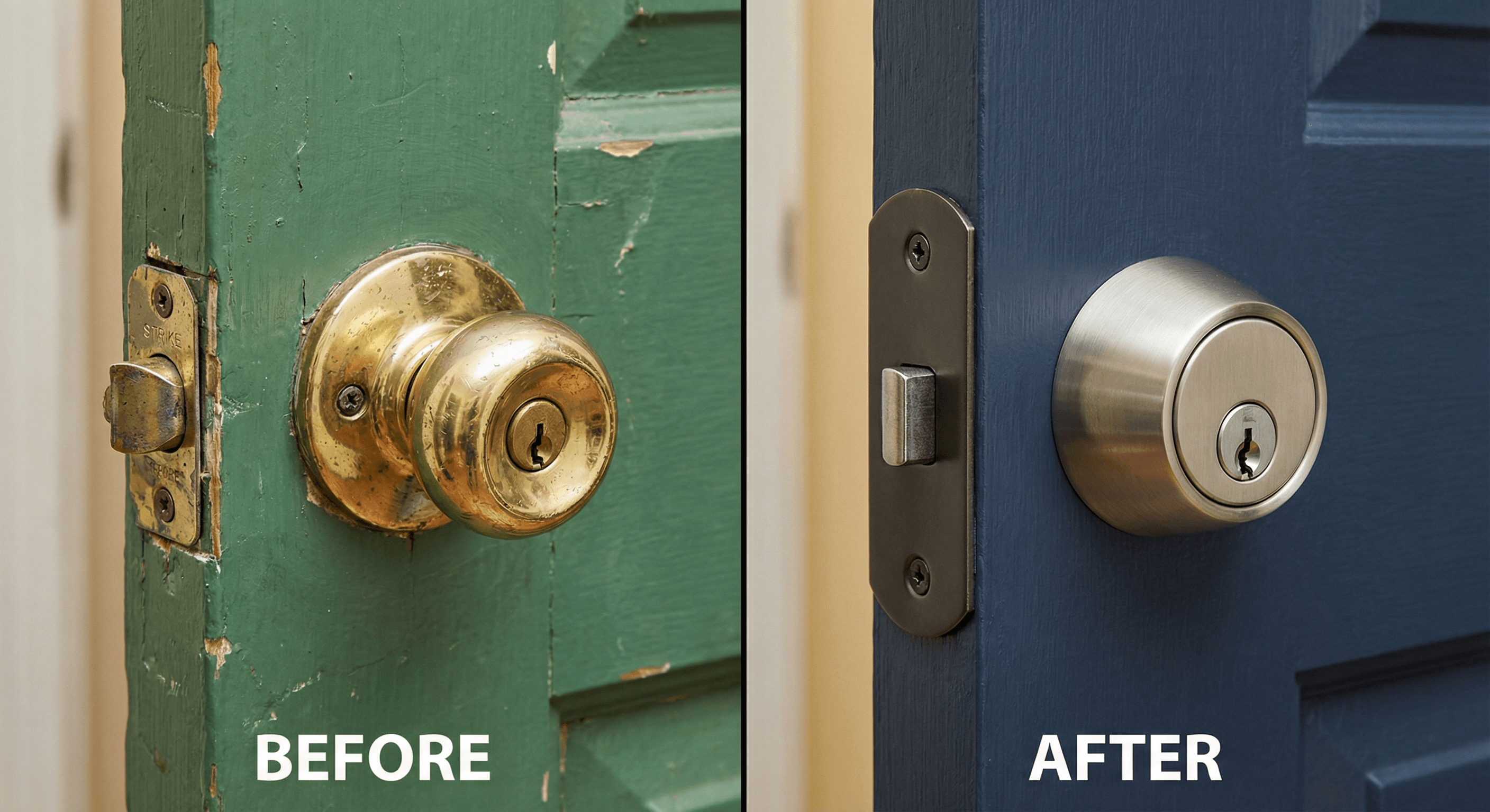 Avant apres intervention sur serrure Sarcelles quartier centre-ville