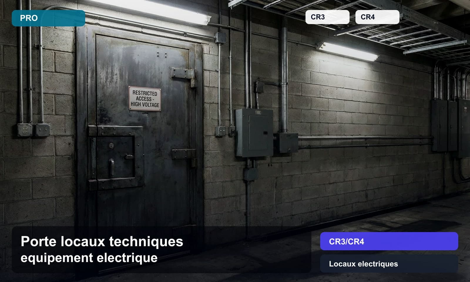 Photo porte locaux techniques equipement electrique norme CR3/CR4 pour Locaux electriques