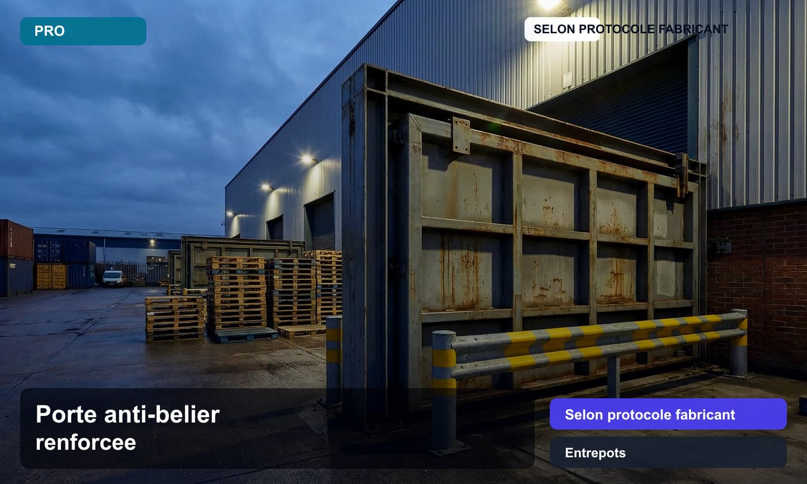 Photo porte anti-belier renforcee norme Selon protocole fabricant pour Entrepots