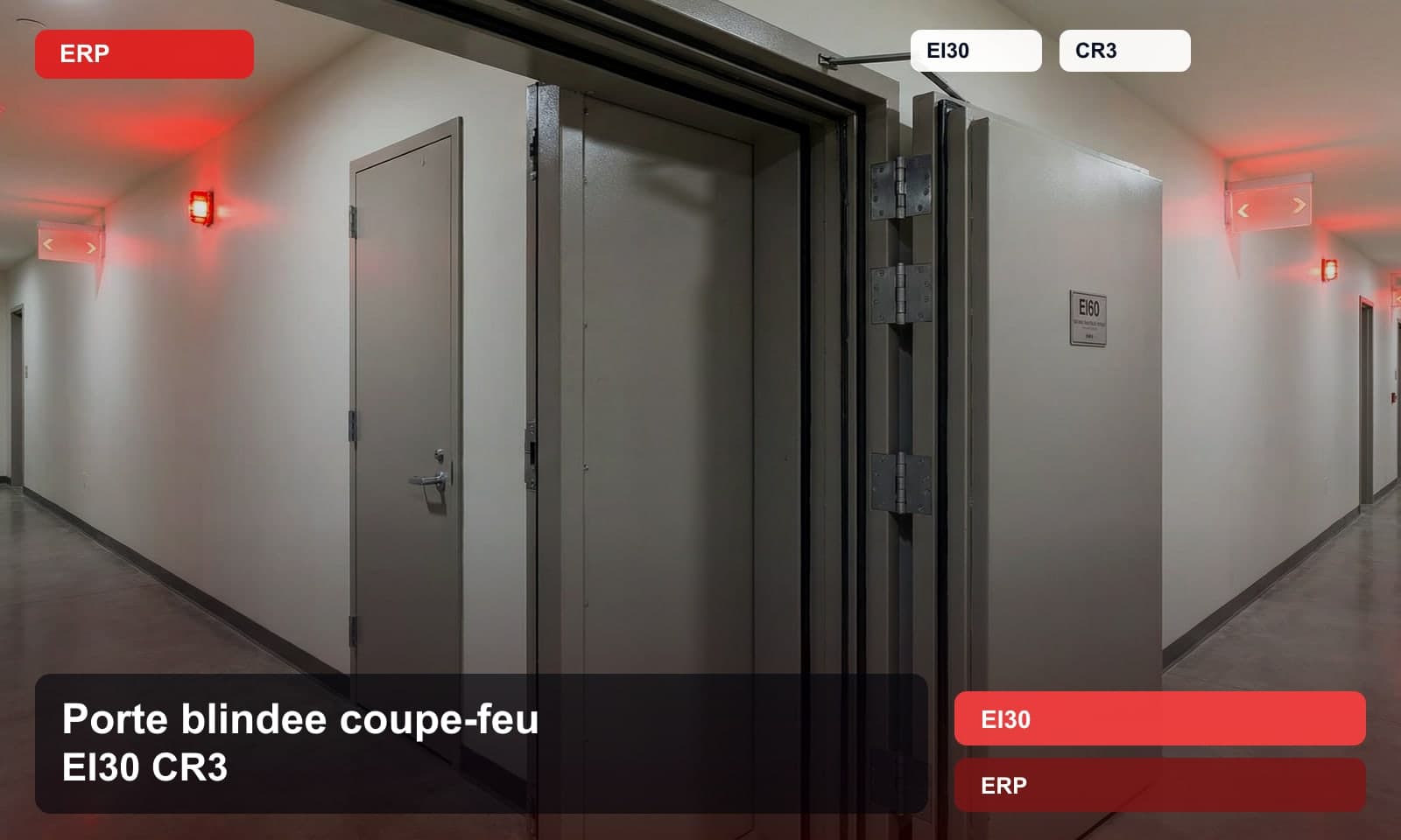 Photo porte blindee coupe-feu ei30 cr3 norme EI30 pour ERP